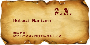 Hetesi Mariann névjegykártya
